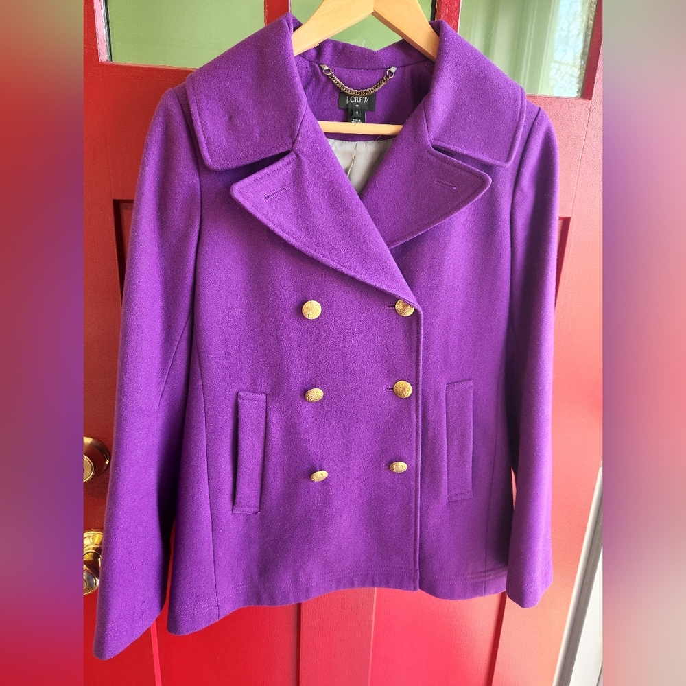 J. Crew purple wool peacoat